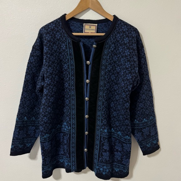Dale of Norway Sweaters - Vintage 90s Dale of Norway Wool Button Cardigan Nordic Fair Isle Velvet-M